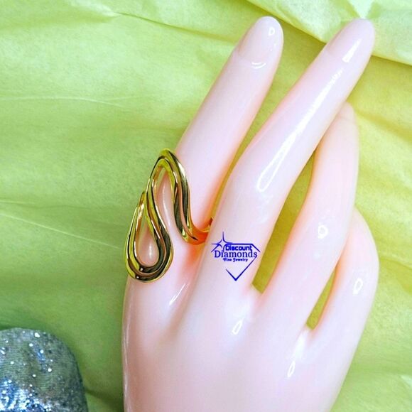 l8K Bright Yellow Gold "Double S" Titanium Ring - Picture 5 of 7